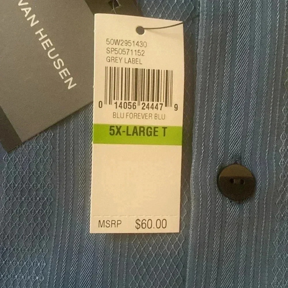 Van Heusen short sleeve blue strip dobby button up in size 5XL big and tall - Picture 4 of 5